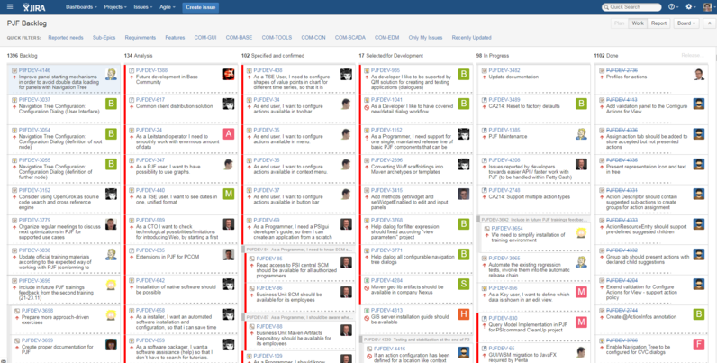 PJF Backlog Kanban board